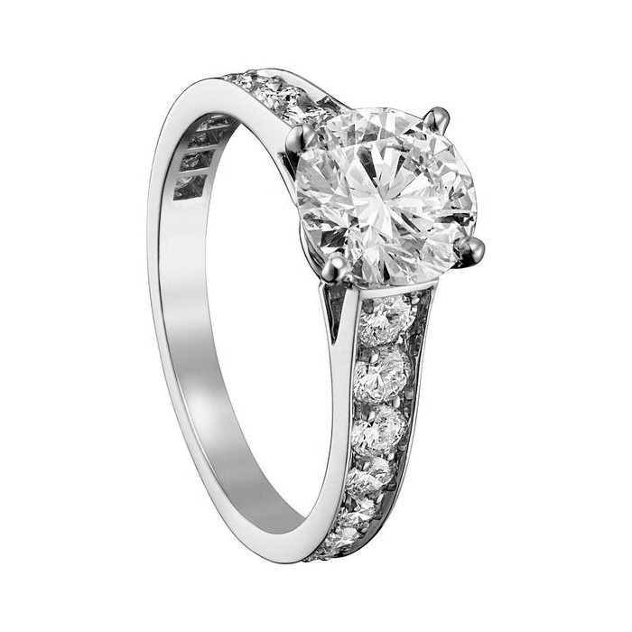 Кольцо Cartier Solitaire 1895 из платины с бриллиантами 16.5(52) размер