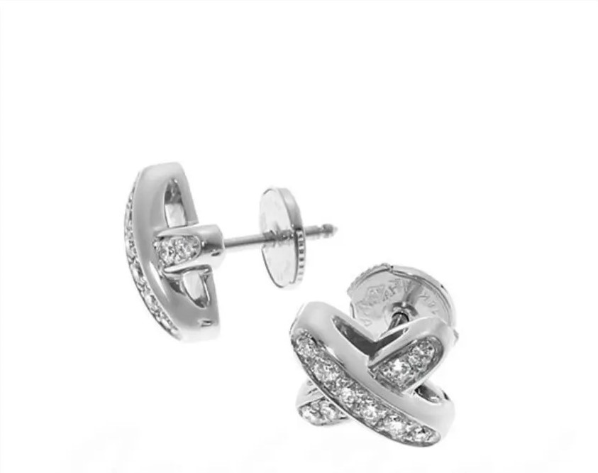 Пусеты Tiffany & Co. Signature X mini из платины с природными бриллиантами