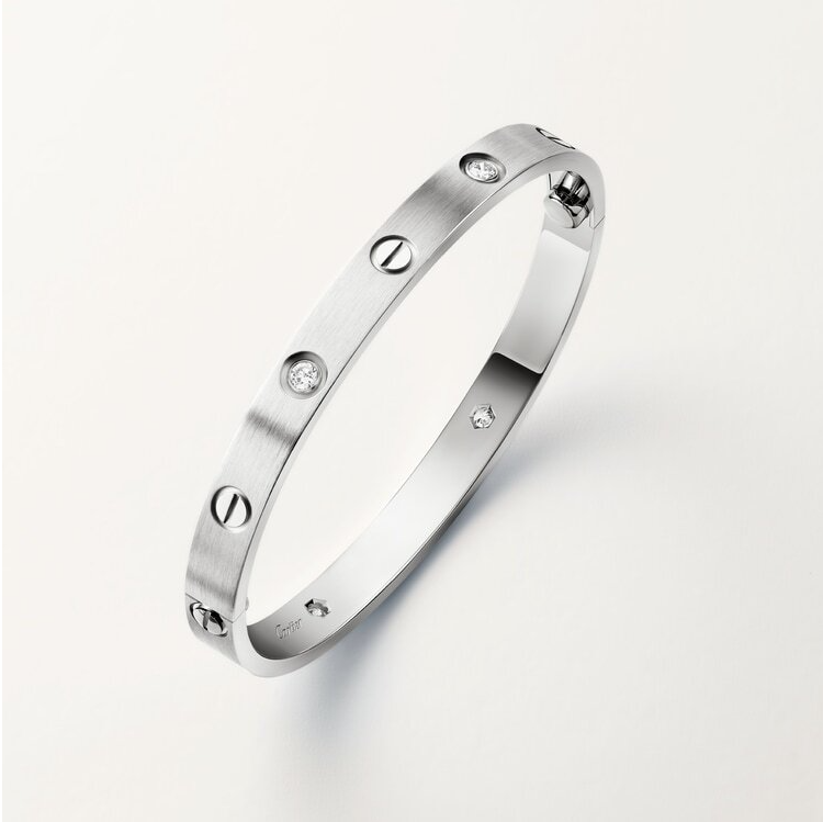 Браслет Cartier Love из белого золота с природными бриллиантами 16 размер