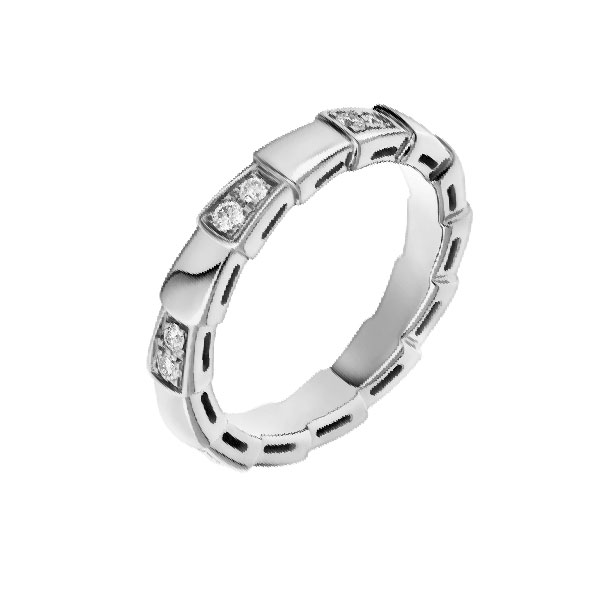 Кольцо Bvlgari Serpenti Viper из белого золота 750 пробы с бриллиантами 17(54) размер