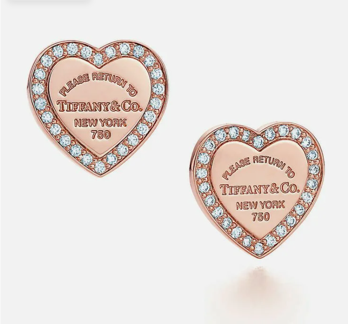 Пусеты Tiffany & Co. New York из розового золота с природным бриллиантами