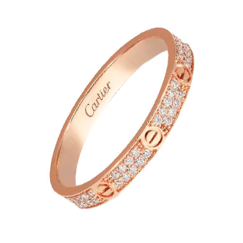 Кольцо Cartier Love Mini Paved из розового золота с бриллиантами 16.5(52) размер