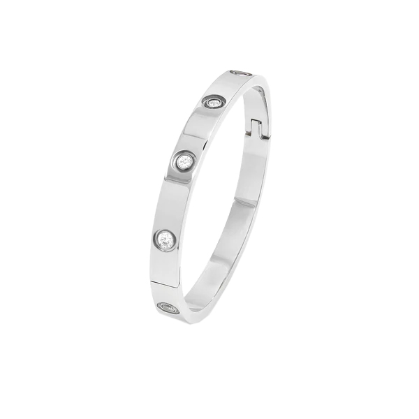 Браслет в стиле Cartier Love из белого золота с бриллиантами