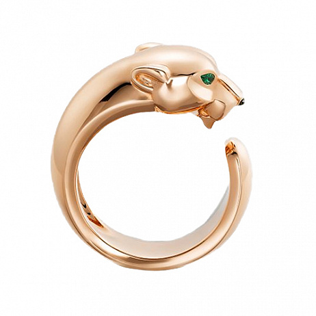 Кольцо Cartier Panthere из розового золота с ониксом и цаворитами 16.5(52) размер