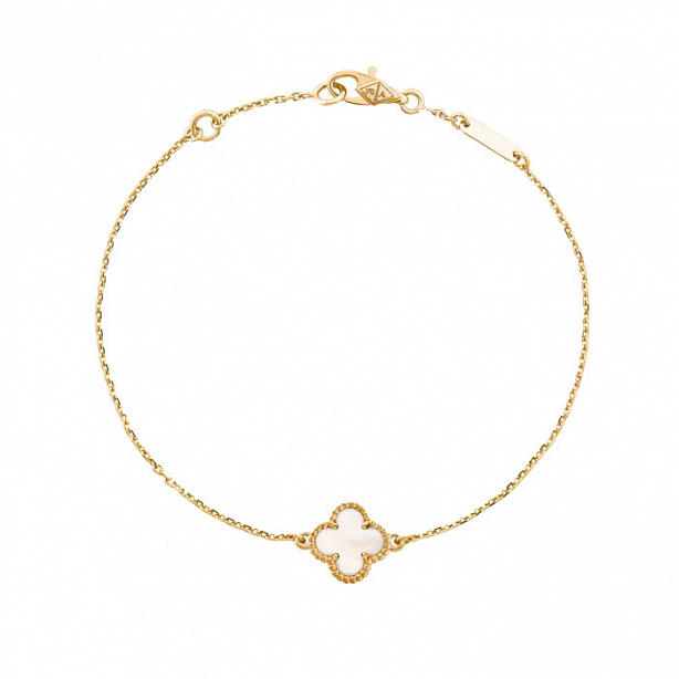 Браслет Van Cleef & Arpels Sweet Alhambra из желтого золота с перламутром 16-18 размер VCARF68800