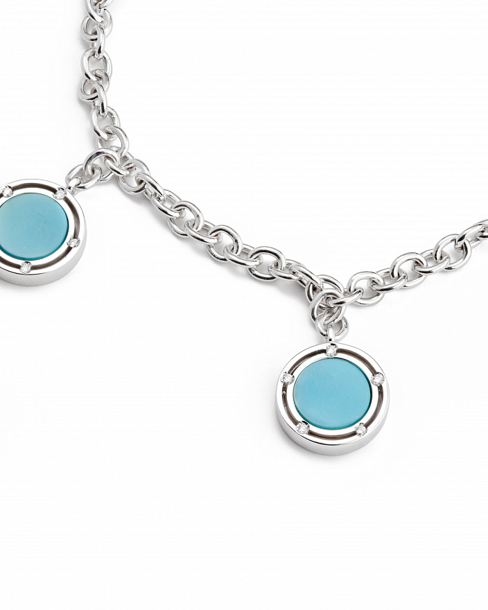 Браслет Damiani D.Side из белого золота с бриллиантами и бирюзой