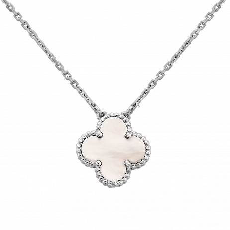 Подвеска Van Cleef & Arpels Vintage Alhambra из белого золота с природным перламутром VCARF48700