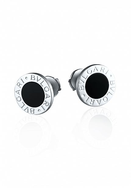 Серьги Bvlgari из белого золота с ониксом