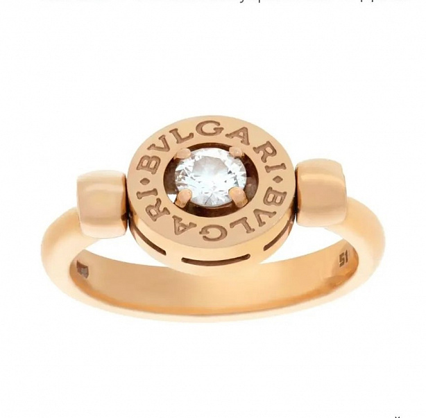 Кольцо Bvlgari из розового золота с природными бриллиантами 17(54) размер AN853336