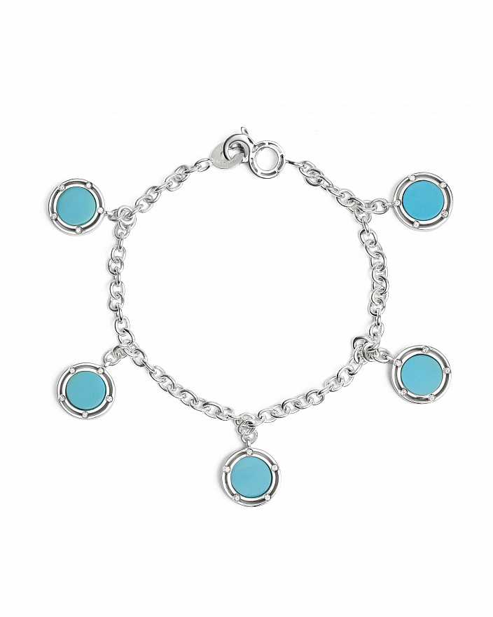 Браслет Damiani D.Side из белого золота с бриллиантами и бирюзой