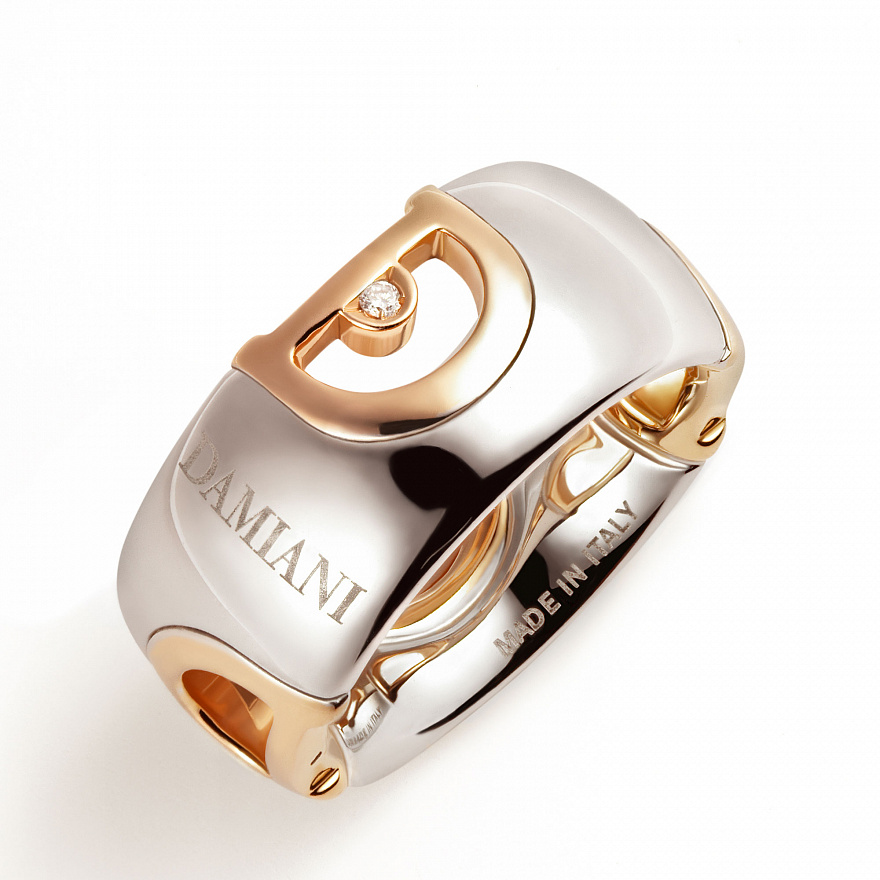 Кольцо Damiani D.Icon из белого и розового золота с бриллиантом 17(50) размер