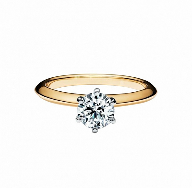 Кольцо Tiffany & Co. Setting из розового золота и платины с бриллиантом 16.5(52) размер