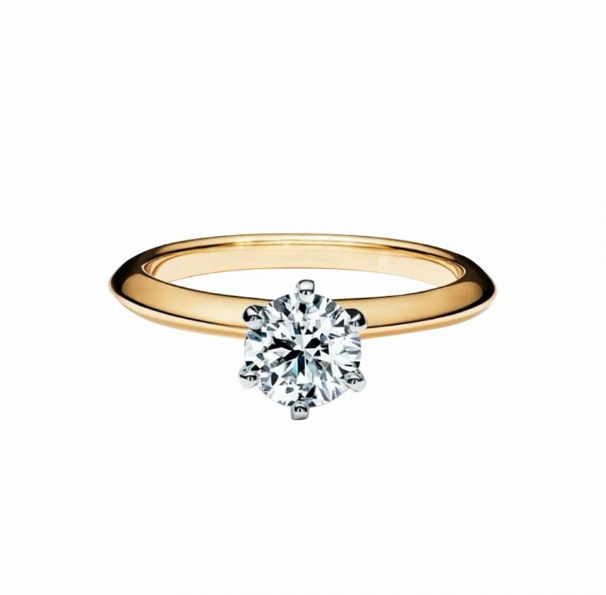 Кольцо Tiffany & Co. Setting из розового золота и платины с бриллиантом 16.5(52) размер