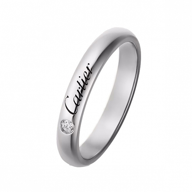 Обручальное Кольцо Cartier C de Cartier из белого золота с бриллиантом 16.5(52) размер