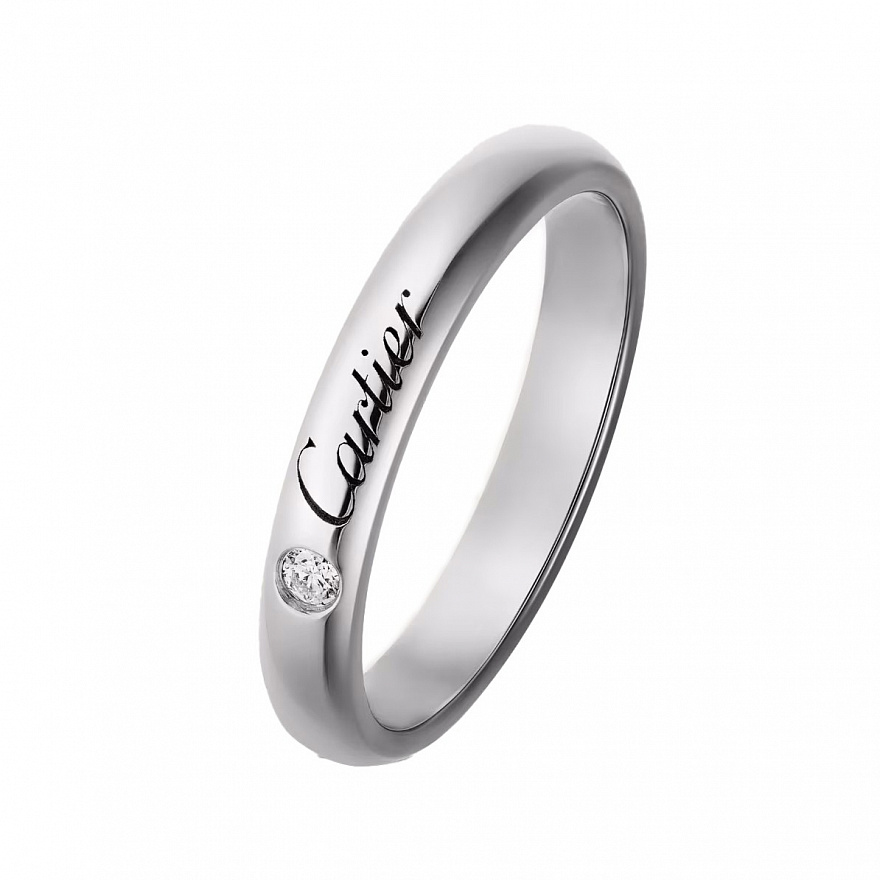 Обручальное Кольцо Cartier C de Cartier из белого золота с бриллиантом 16.5(52) размер