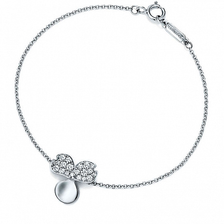 Браслет Tiffany & Co. Paper Flowers Diamond Flower из белого золота с природными бриллиантами 16 размер