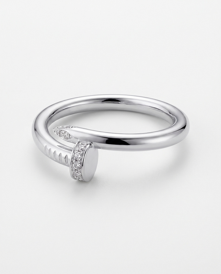 Кольцо Cartier Juste un Clou из белого золота с природными бриллиантами размеры: 15.5(49), 16(50), 16.25(51), 16.5(52), 16.75(53), 17(54), 17.5(55)