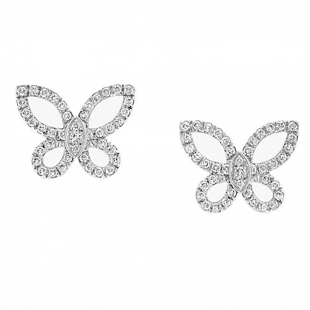 Пусеты Graff Butterfly Silhouette из белого золота с бриллиантами RGE1810