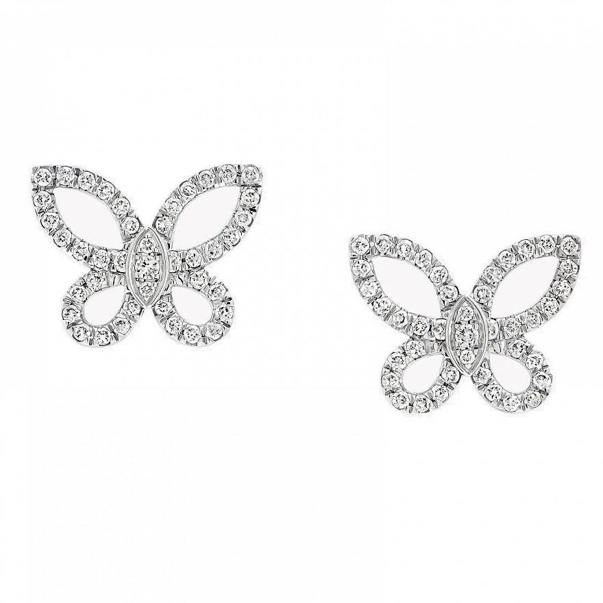 Пусеты Graff Butterfly Silhouette из белого золота с бриллиантами RGE1810