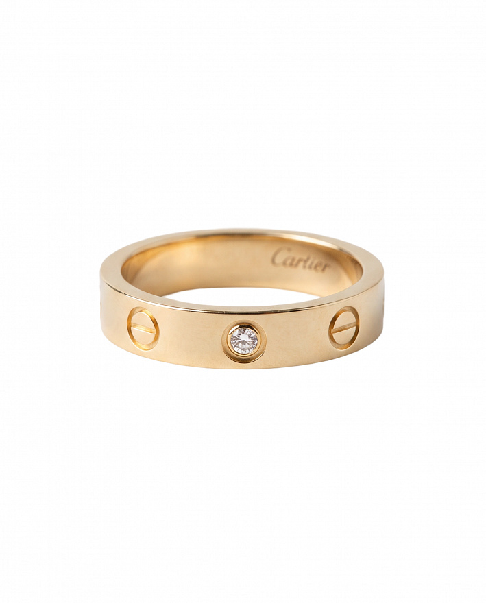 Кольцо Cartier Love из желтого золота с природным бриллиантом размеры: 15.25(48), 16(50), 16.25(51)
