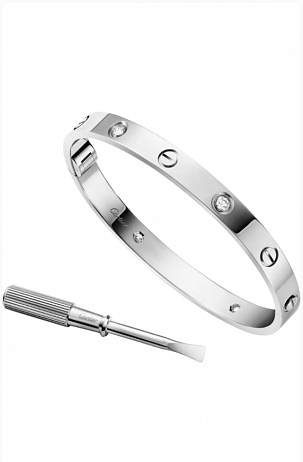 Браслет Cartier Love из белого золота с природными бриллиантами 17 размер