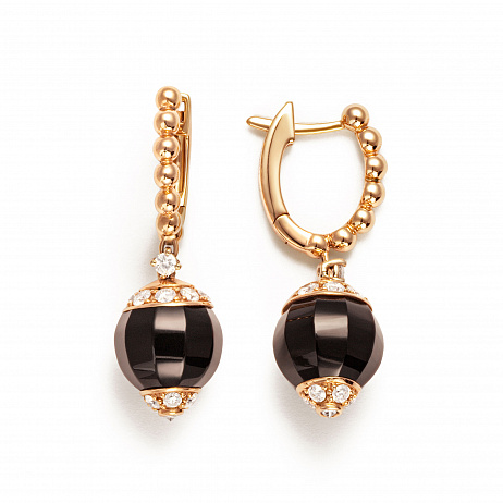 Серьги Casato Boutique из розового золота с ониксом и бриллиантами
