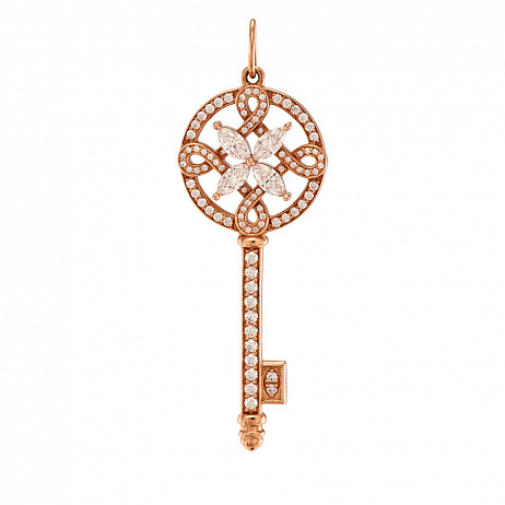 Подвеска Tiffany & Co. Victoria Round Key из розового золота с природными бриллиантами0