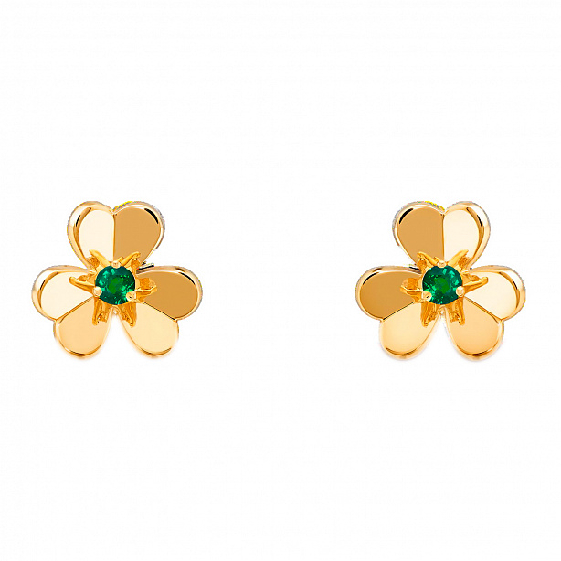 Серьги Van Cleef & Arpels Frivole mini из желтого золота с изумрудами