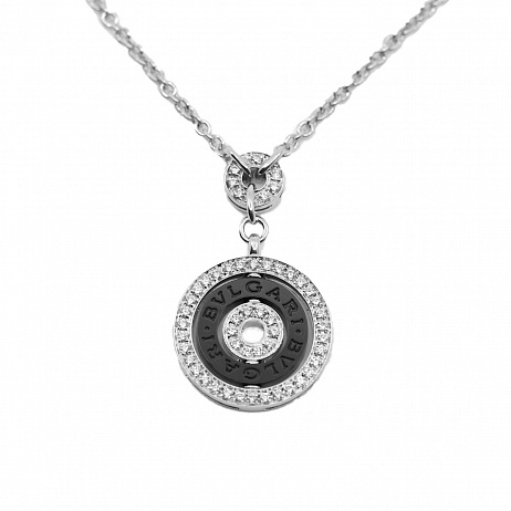 Колье Bvlgari Astrale Cerchi из белого золота с природными бриллиантами и ониксом