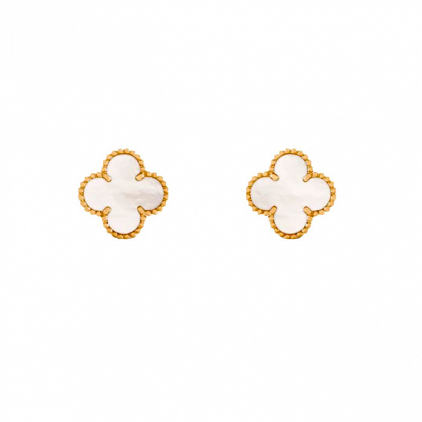 Пусеты Van Cleef & Arpels Sweet Alhambra из желтого золота с перламутром