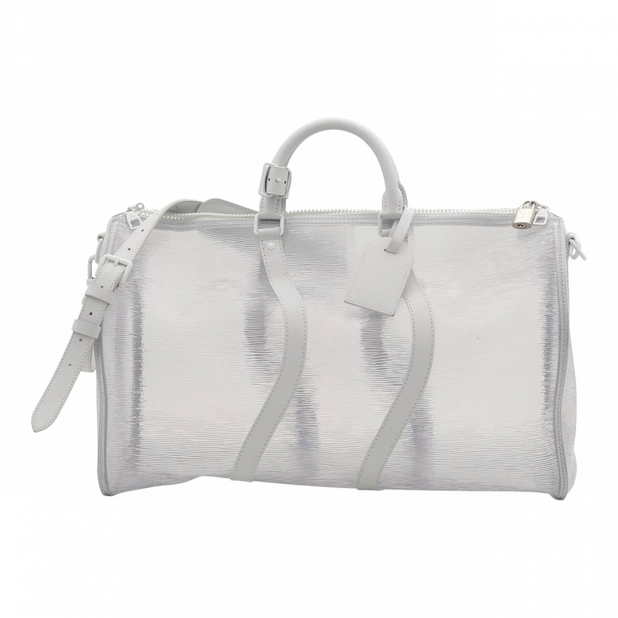 Сумка Louis Vuitton Virgil Abloh White Epi Leather Keepall Bandouliere Wavy 50