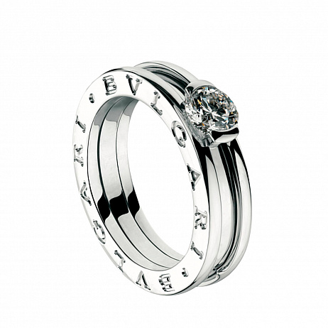 Кольцо Bvlgari B.Zero1 из белого золота с природным бриллиантом размеры: 16(50), 16.75(53)