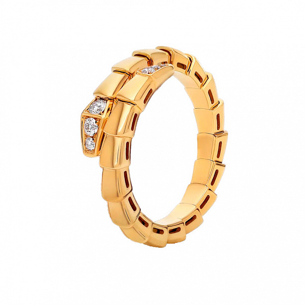 Кольцо Bvlgari Serpenti Viper из желтого золота с бриллиантами 16.25-16.75(51-53) размер