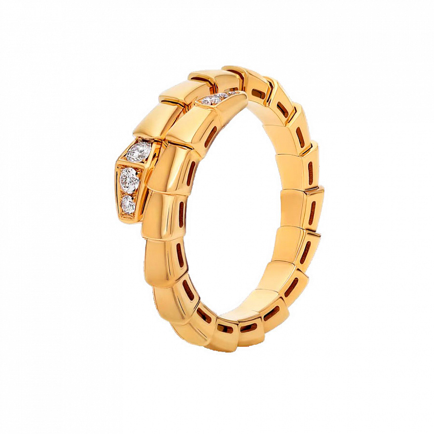 Кольцо Bvlgari Serpenti Viper из желтого золота с бриллиантами 16.25-16.75(51-53) размер