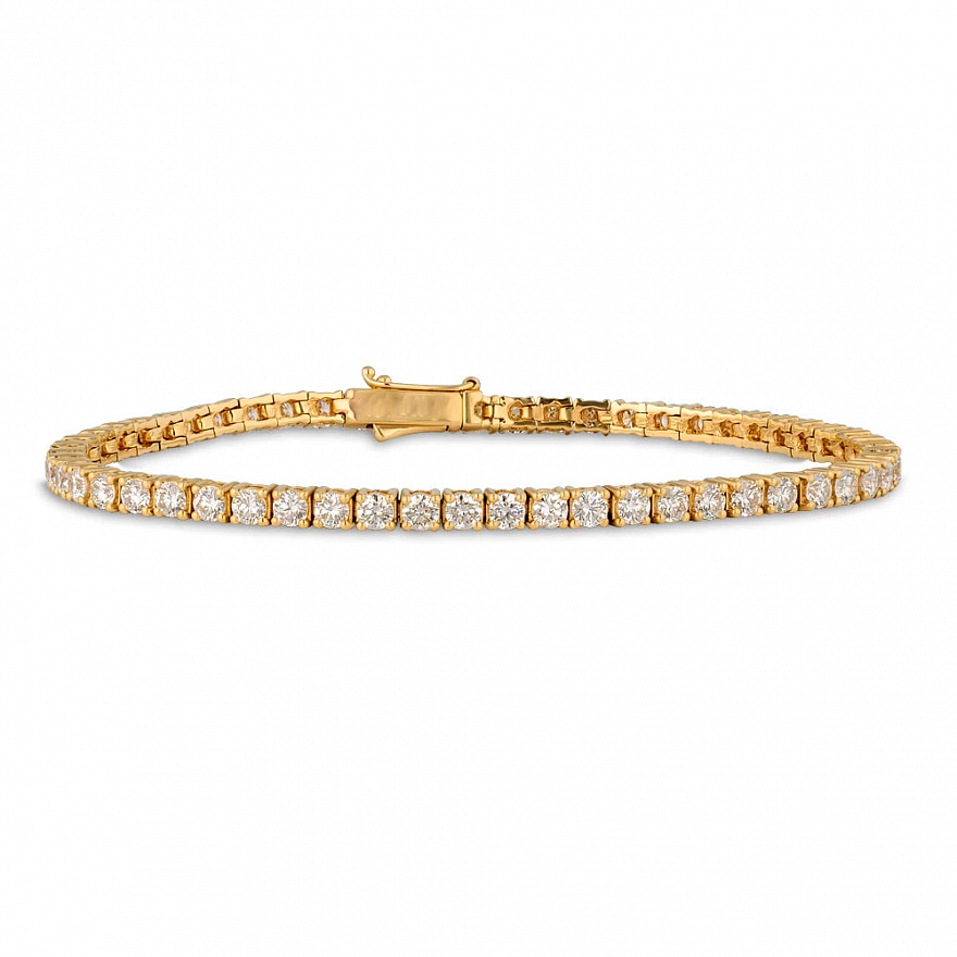 Браслет Тенниска из желтого золота с бриллиантами 18 размер