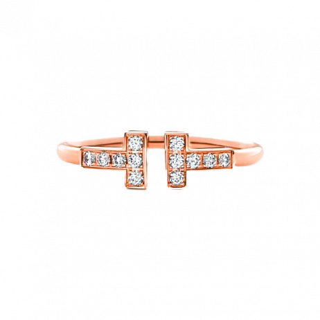 Кольцо Tiffany & Co. T Wire из розового золота с природными бриллиантами 16(50) размер