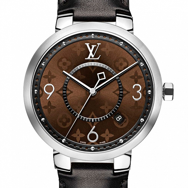 Часы Louis Vuitton Tambour Slim Monogram Macassar 39 QA005