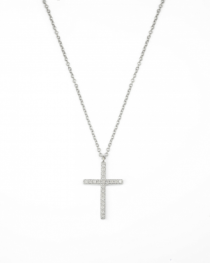Колье Tiffany & Co. Metro Cross из белого золота с природными бриллиантами