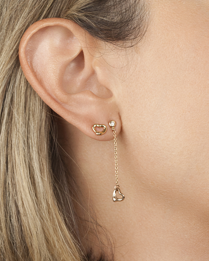 Пусеты Tiffany & Co. Elsa Peretti Open Heart Diamonds by the Yard из розового золота с бриллиантами