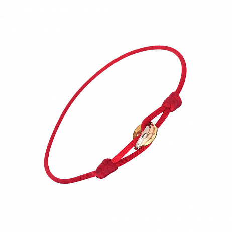 Браслет Cartier Trinity на шнурке с подвеской из белого, желтого, розового золота