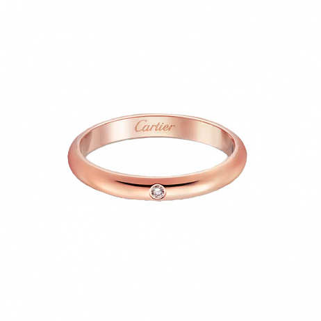 Обручальное кольцо Cartier 1895 из розового золота с природным бриллиантом размеры: 15.25(48), 17(54)