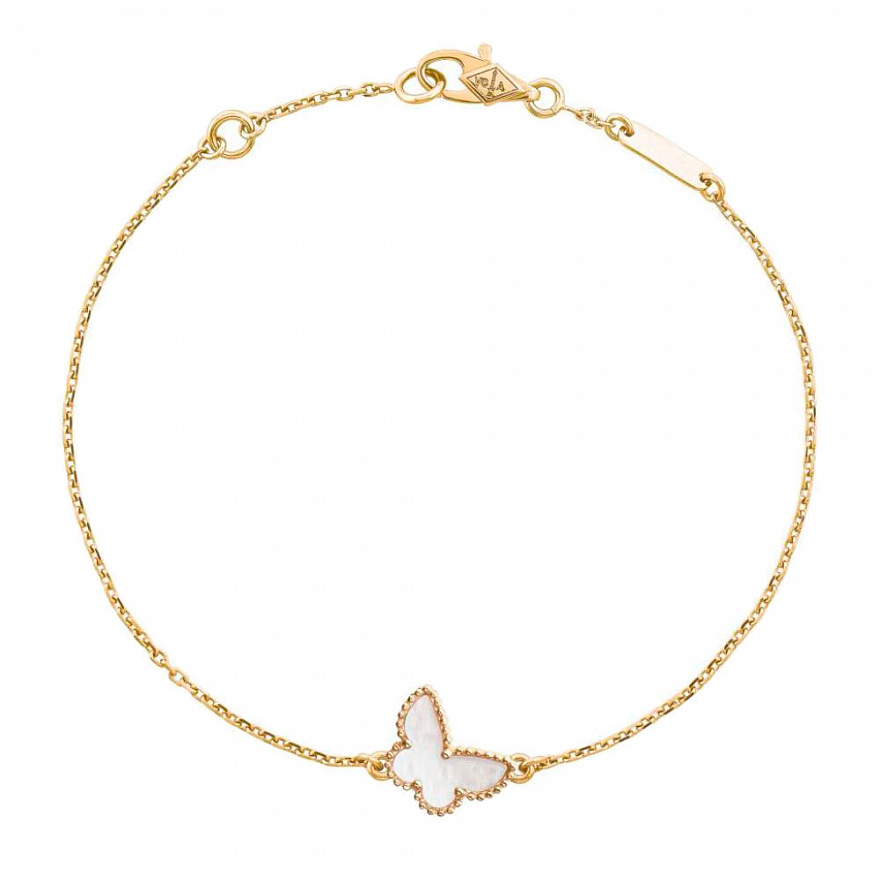 Браслет Van Cleef & Arpels Sweet Alhambra Butterfly из желтого золота с перламутром 16-18 размер VCARF69000