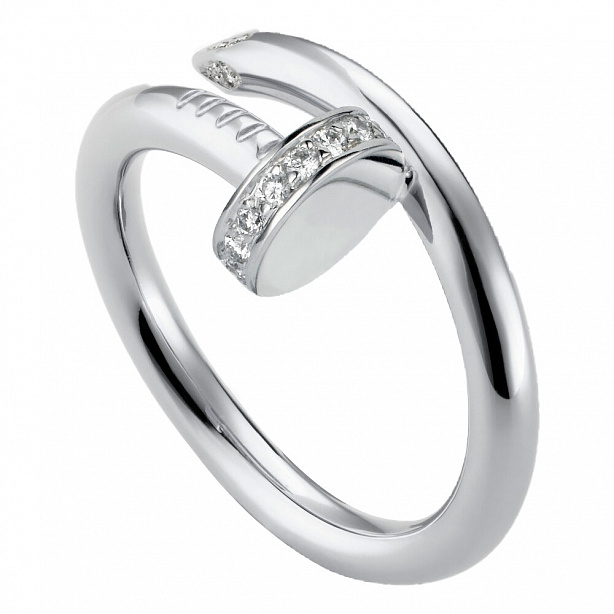 Кольцо Cartier Juste un Clou из белого золота с бриллиантами размеры: 16(50), 16.5(52), 16.75(53)