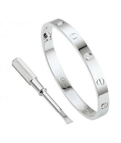 Браслет Cartier Love Classic из белого золота с природными бриллиантами 18 размер
