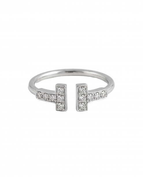 Кольцо Tiffany & Co. T Wire из белого золота с природными бриллиантами 15.5(49) размер