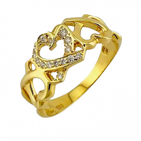 Кольцо Tiffany & Co. Paloma Picasso Loving Heart из желтого золота с природными бриллиантами 15.5(49) размер