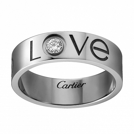 Кольцо Cartier Love из белого золота с природным бриллиантом размеры: 16(50), 16.25(51)