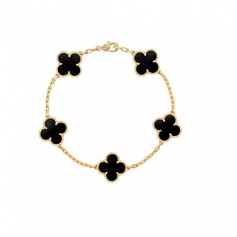 Браслет Van Cleef & Arpels Vintage Alhambra из желтого золота с ониксом 19 размер VCARA41300