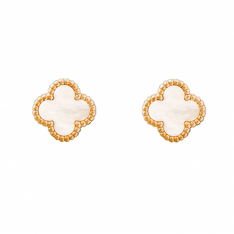 Пусеты Van Cleef & Arpels Sweet Alhambra из желтого золота с перламутром VCARA44800