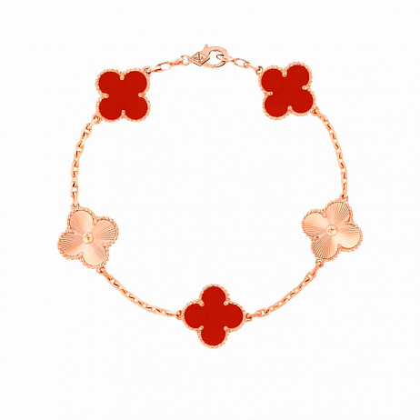 Браслет Van Cleef & Arpels Vintage Alhambra из розового золота с сердоликом 19.5 размер VCARP7RP00